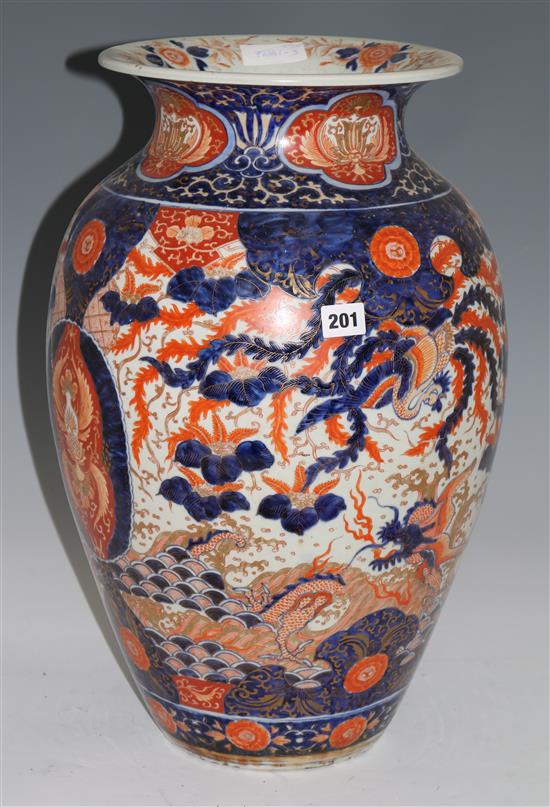 A large Japanese Imari baluster vase, 55cms
